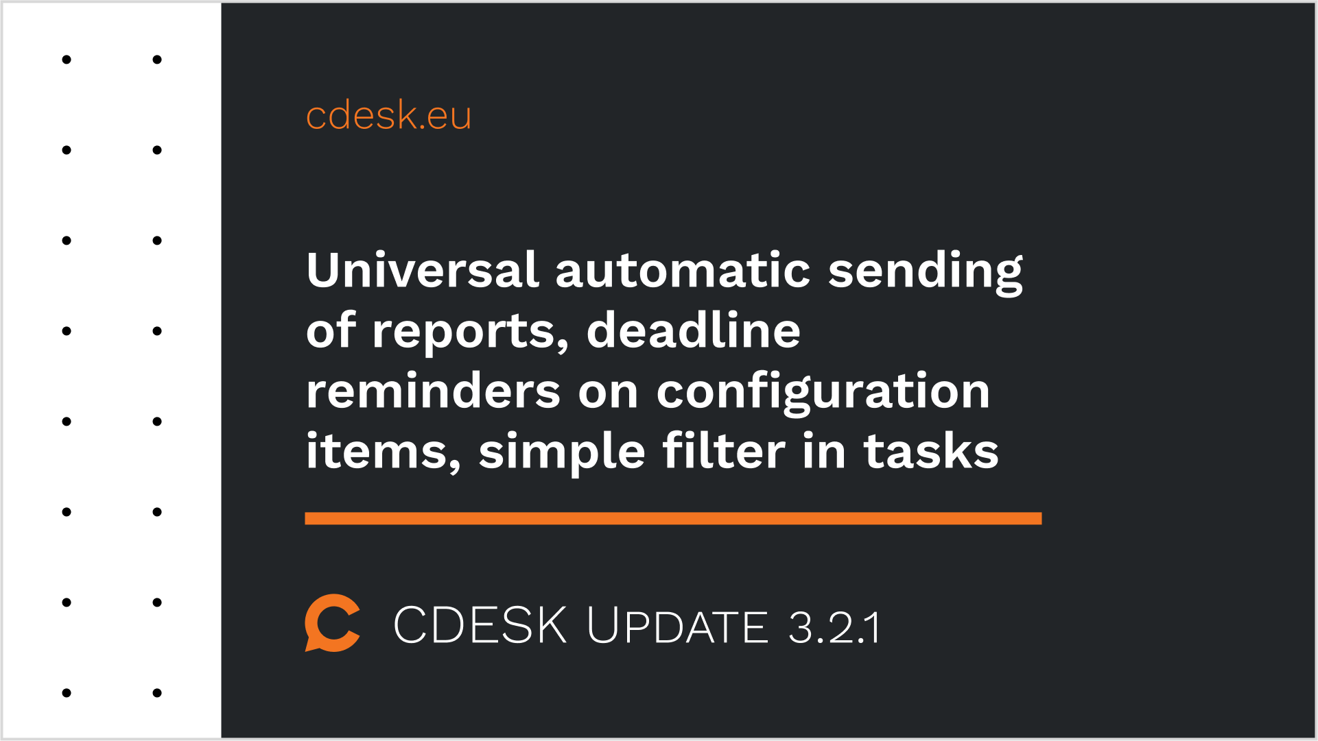 Universeller automatischer Versand von Berichten, Terminerinnerungen für Konfigurationselemente, einfacher Filter in Aufgaben